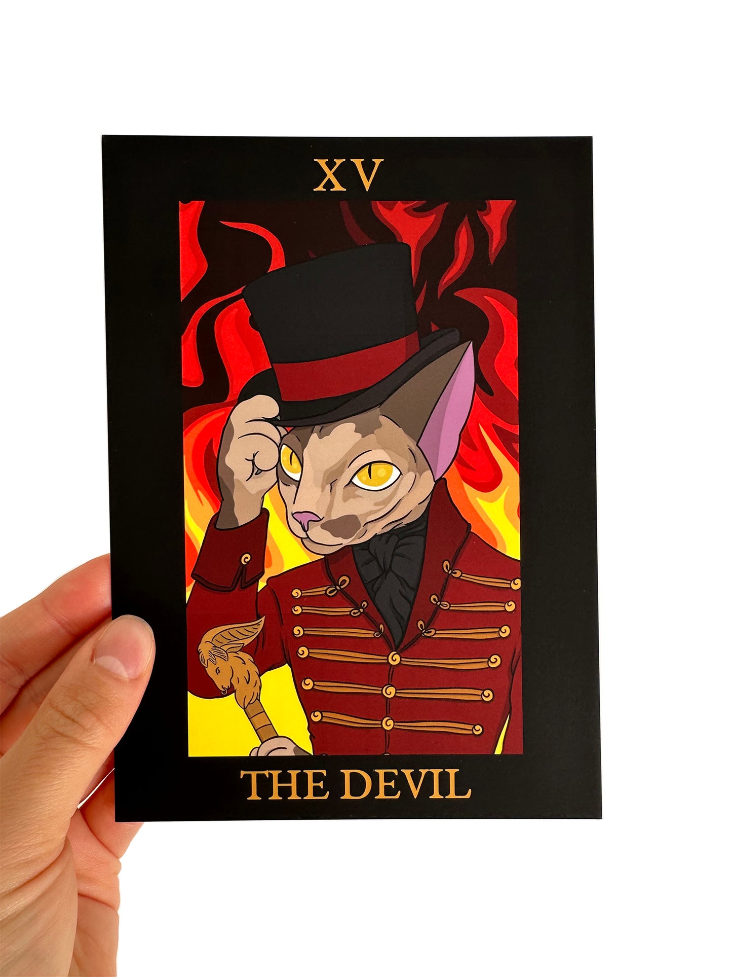Feline Tarot The Devil 5x7 Lux Postcard